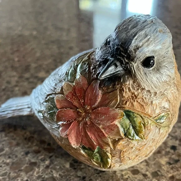 Decorative Bird Figurine with Floral Design - Picture 2 of 6